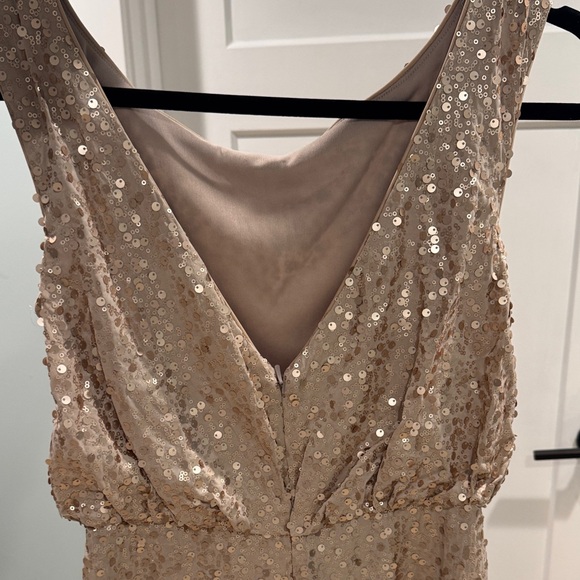 David's Bridal Gold Sequin Maxi Dress - Picture 3 of 4
